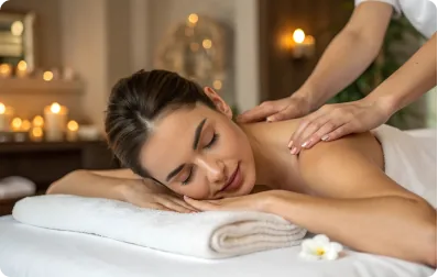Aromatherapy oil massage with candles